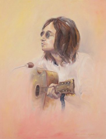 Portrait painting of John Lennon in oils by Stewart Taylor