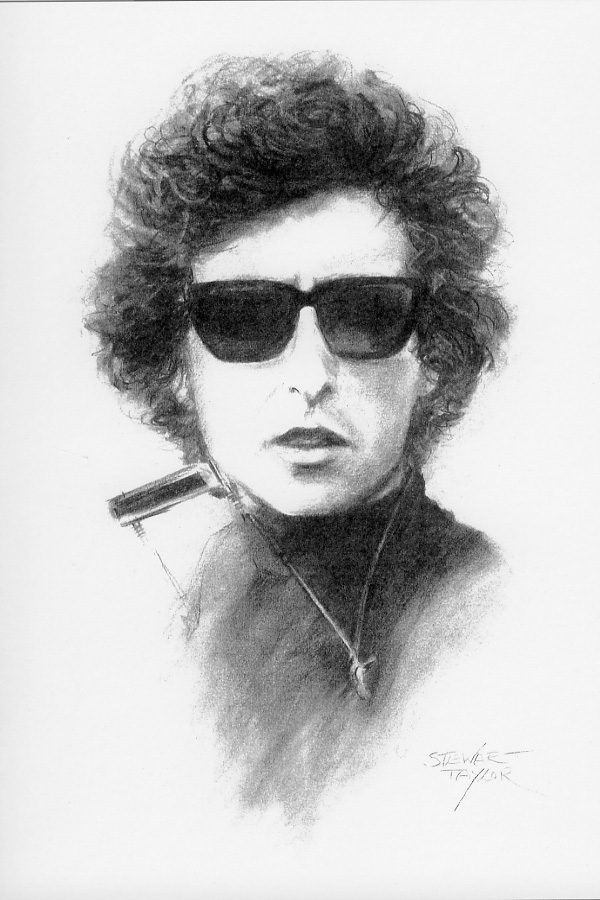 Bob Dylan from an original charcoal by Stewart Taylor