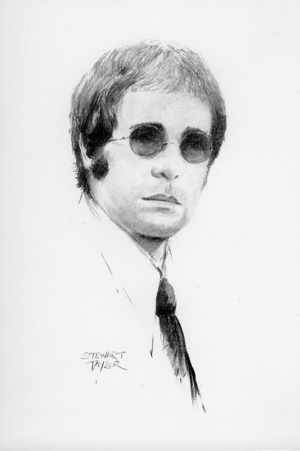 Elton John from an original charcoal by Stewart Taylor