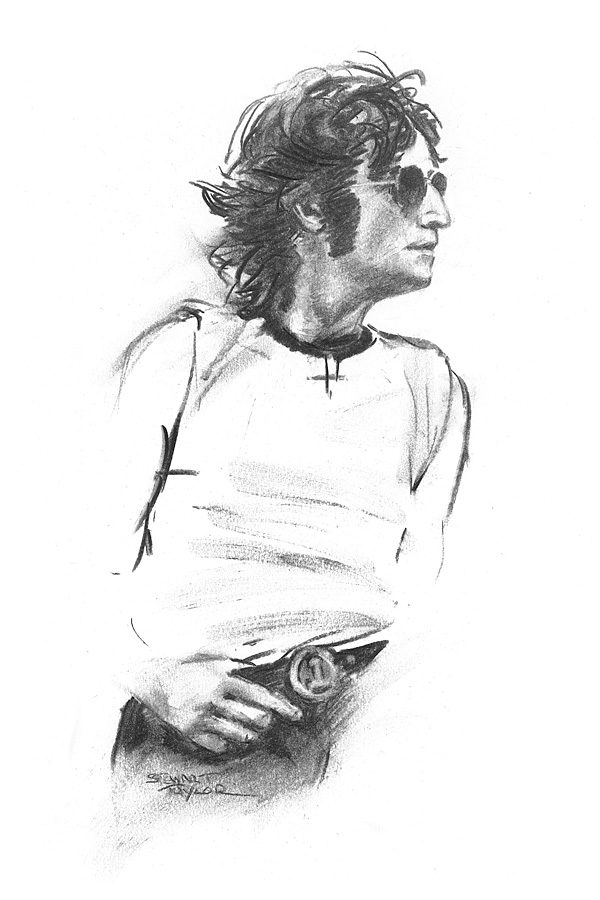 John Lennon from an original charcoal by Stewart Taylor