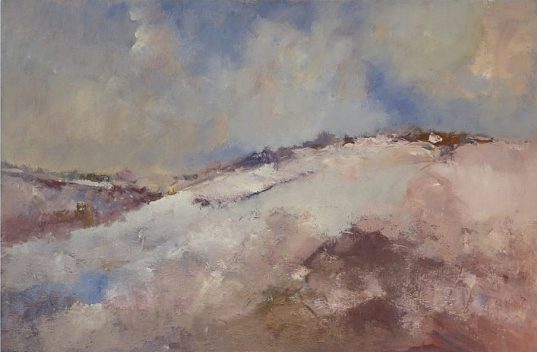 Landscape oil painting of snow on the Yorkshire Wolds