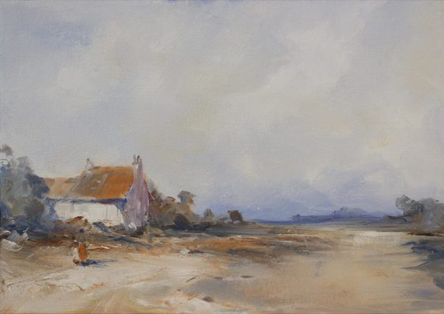 Pastoral scene in oils by East Yorkshire artist Stewart Taylor