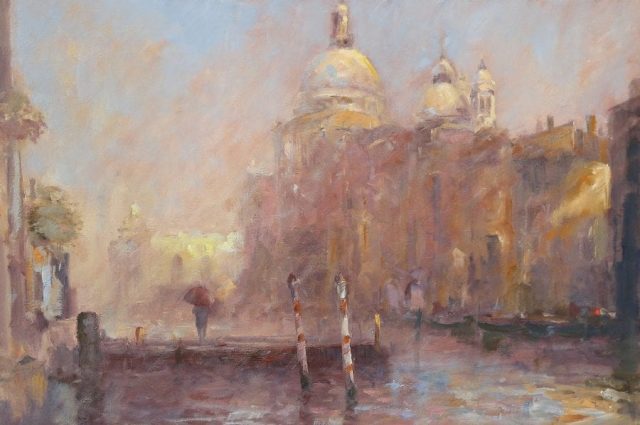 Oil painting of Venice canal scene by Stewart Taylor