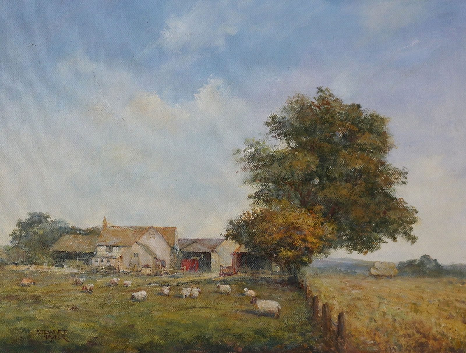 Oil painting of pastoral landscape scene at Skelton Wath by Stewart Taylor