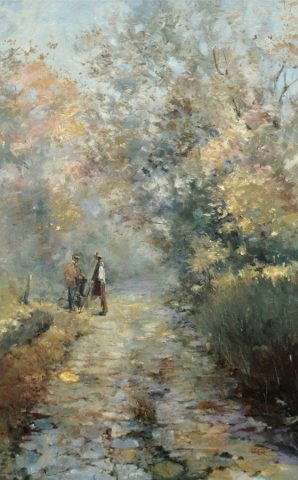 Rural street scene in oils by artist Stewart Taylor