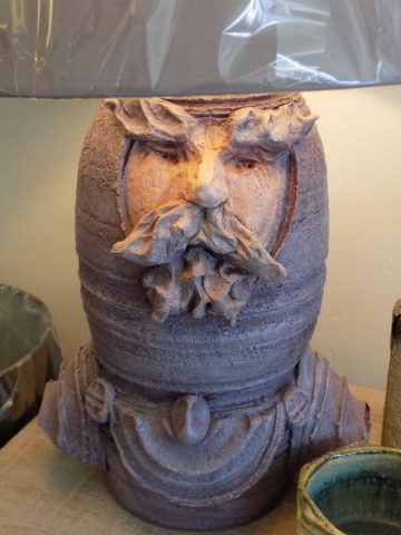 Stoneware lamp sculpted by Stewart Taylor ceramics East Yorkshire