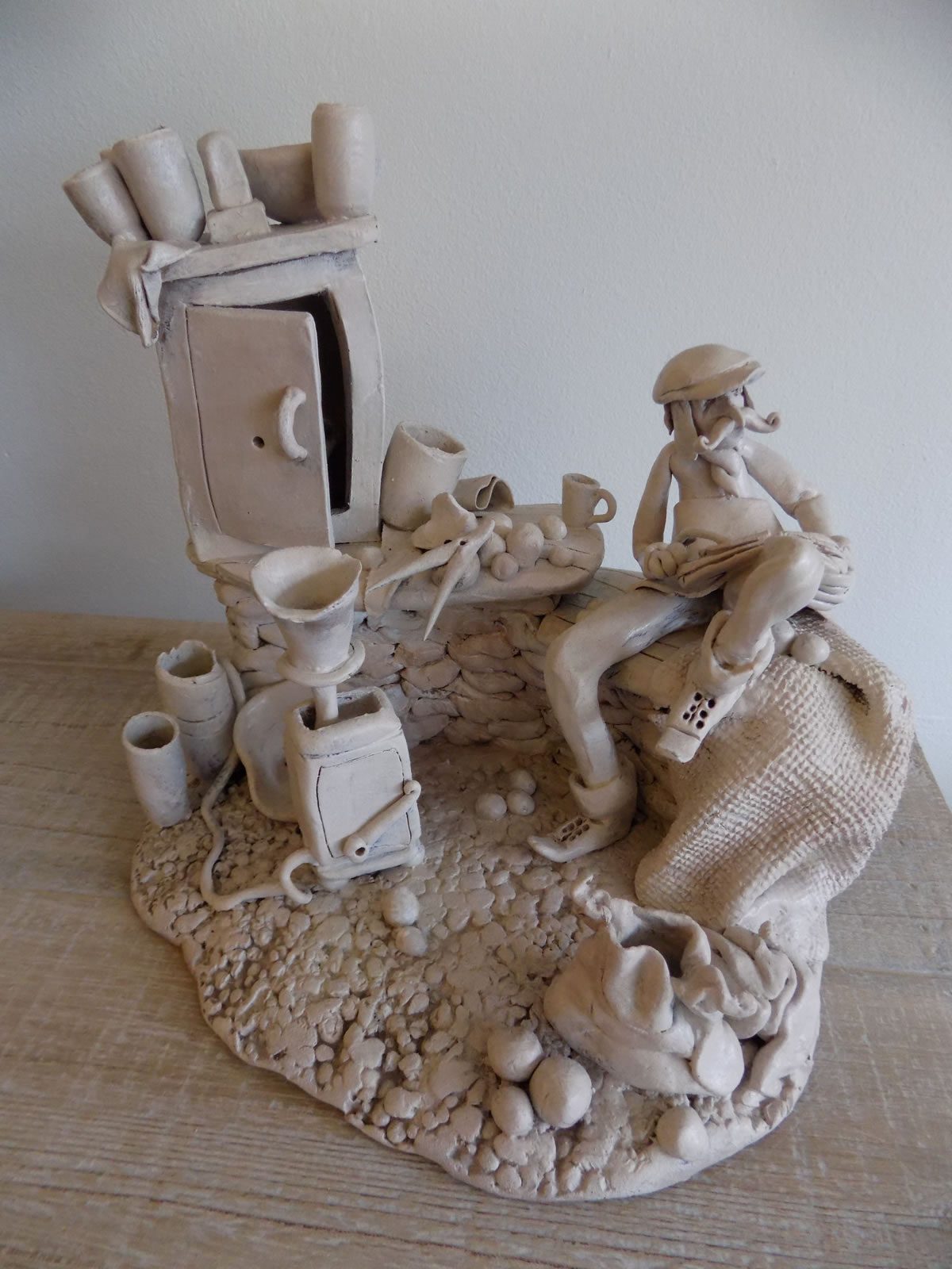 Ceramic character sculpture by Stewart Taylor ceramics East Yorkshire