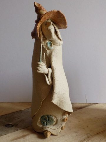 Stoneware wizard sculpture by Stewart Taylor ceramics East Yorkshire